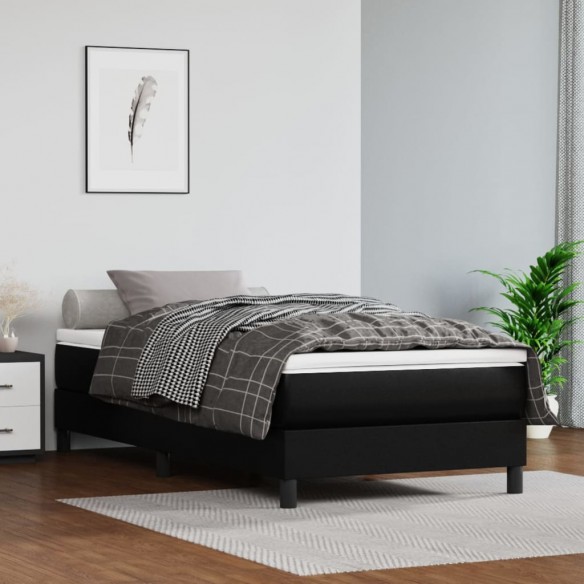 Lit avec matelas Noir 90x200 cm Similicuir