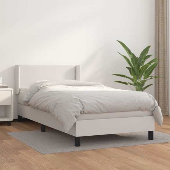 Lit avec matelas Blanc 90x200 cm Similicuir