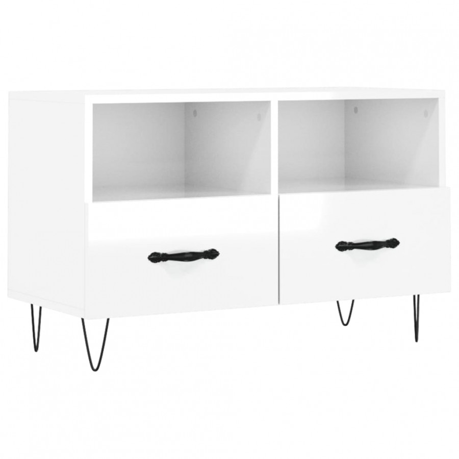 Meuble TV Blanc brillant 80x36x50 cm 