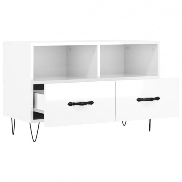 Meuble TV Blanc brillant 80x36x50 cm 