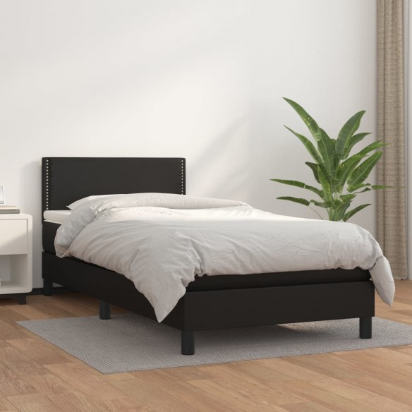Lit avec matelas Noir 90x190 cm Similicuir