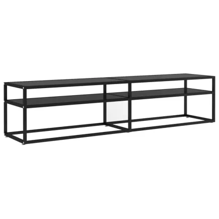 Meuble TV noir 180x40x40,5 cm verre trempé 2