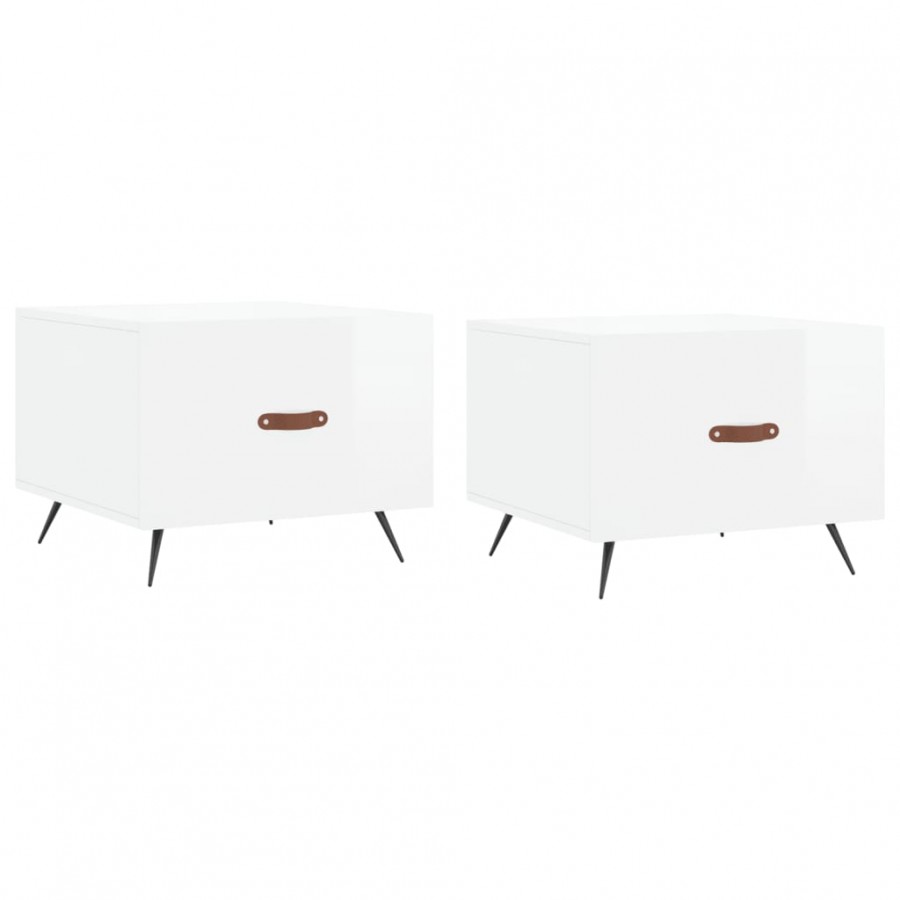 Tables basses 2 pcs blanc brillant 50x50x40cm bois d'ingénierie