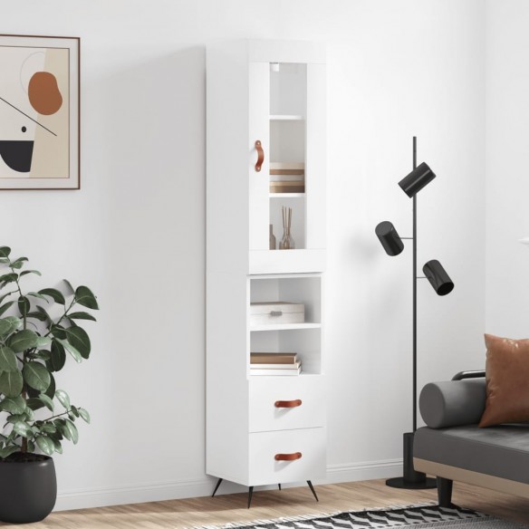 Buffet haut Blanc brillant 34,5x34x180 cm 
