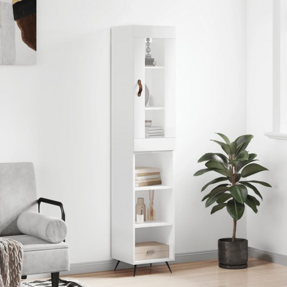 Buffet haut Blanc brillant 34,5x34x180 cm 