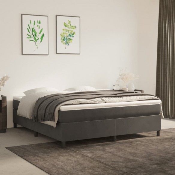 Lit Gris foncé 160x200 cm Velours