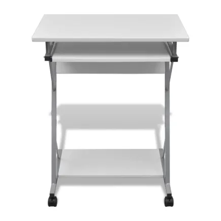 Bureau d'ordinateur compact avec plateau à clavier Blanc 2