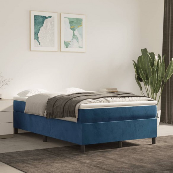 Lit Bleu foncé 120x200 cm Velours