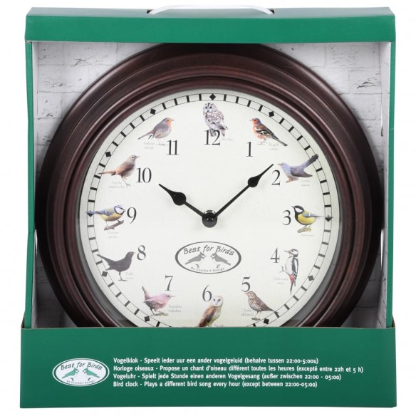Esschert Design Horloge avec sons d'oiseaux Esschert Design Horloge avec sons d'oiseaux