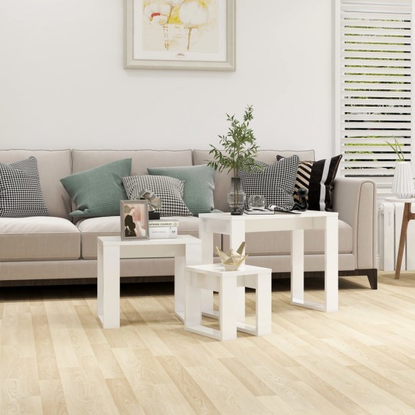Tables gigognes 3 pcs Blanc brillant 