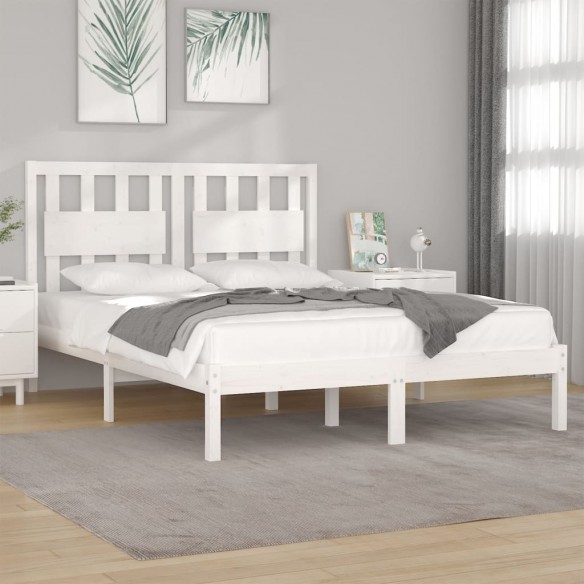 Lit Blanc Bois de pin massif 140x200 cm