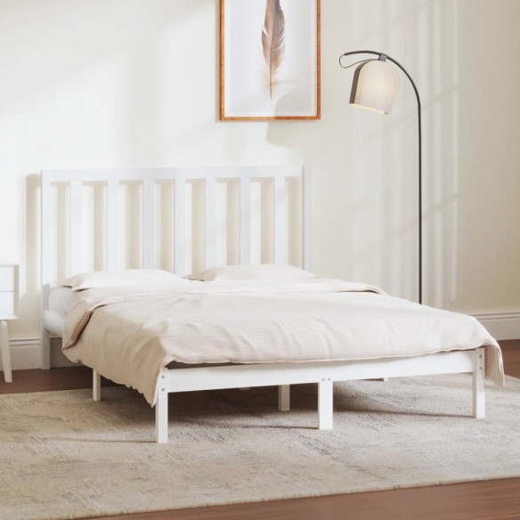Lit Blanc Bois de pin massif 140x190 cm