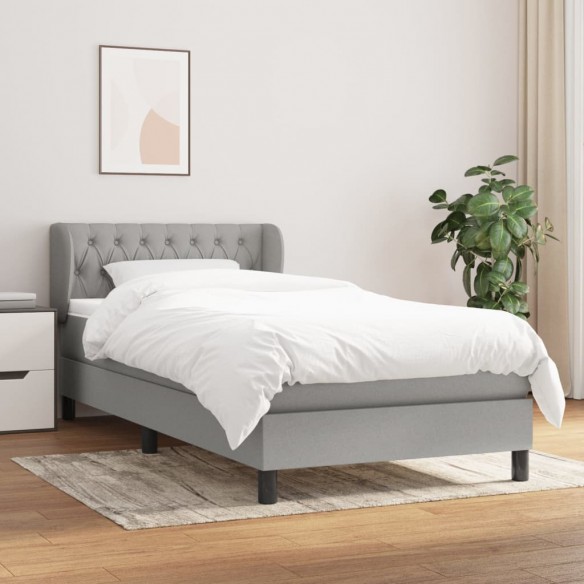 Lit avec matelas Gris clair 90x200 cm Tissu