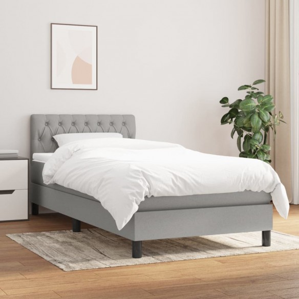 Lit avec matelas Gris clair 90x200 cm Tissu