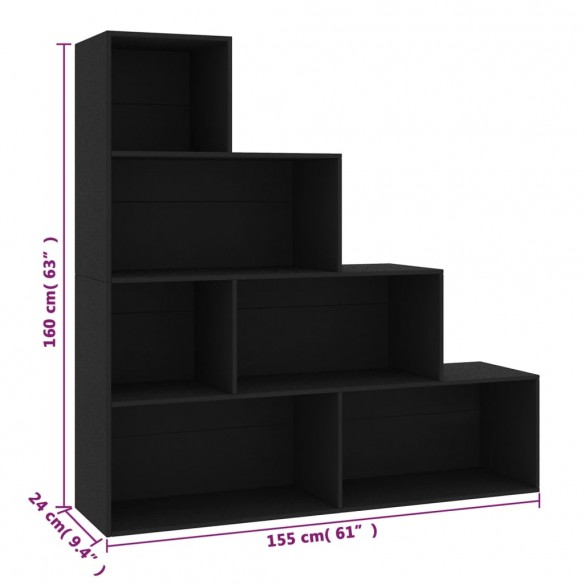 Bibliothèque/Séparateur de pièce Noir 155x24x160 cm Aggloméré