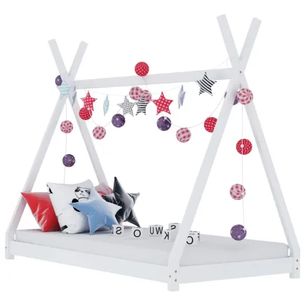 Lit d'enfant Blanc Bois de pin massif 80x160 cm