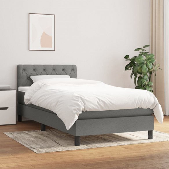 Lit avec matelas Gris foncé 80x200 cm Tissu