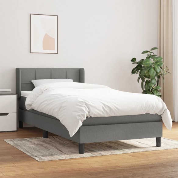 Lit avec matelas Gris foncé 80x200 cm Tissu