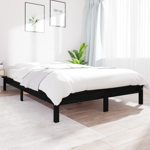 Lit Noir 160x200 cm Bois de pin massif