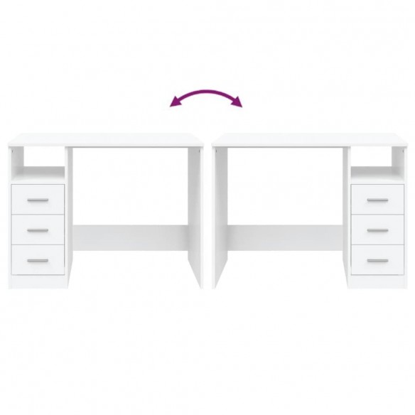 Bureau avec tiroirs Blanc 102x50x76 cm 