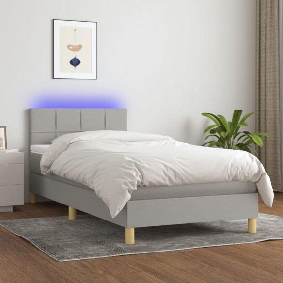 Lit avec matelas et LED Gris clair 90x200cm
