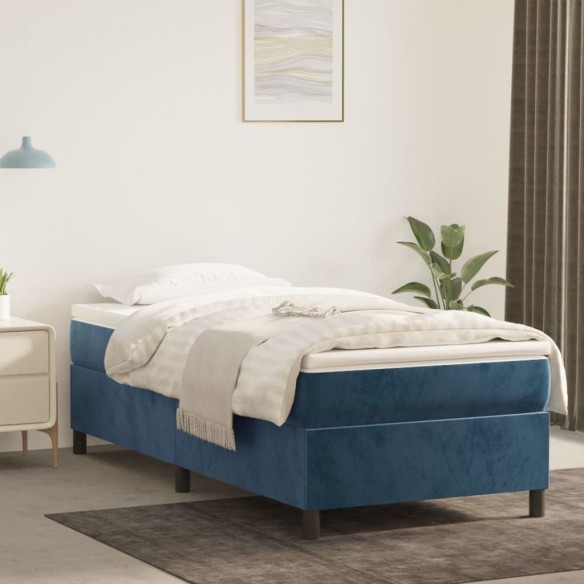 Lit Bleu foncé 100x200 cm Velours