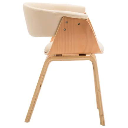 Chaise de salle à manger Crème Bois courbé et similicuir 2