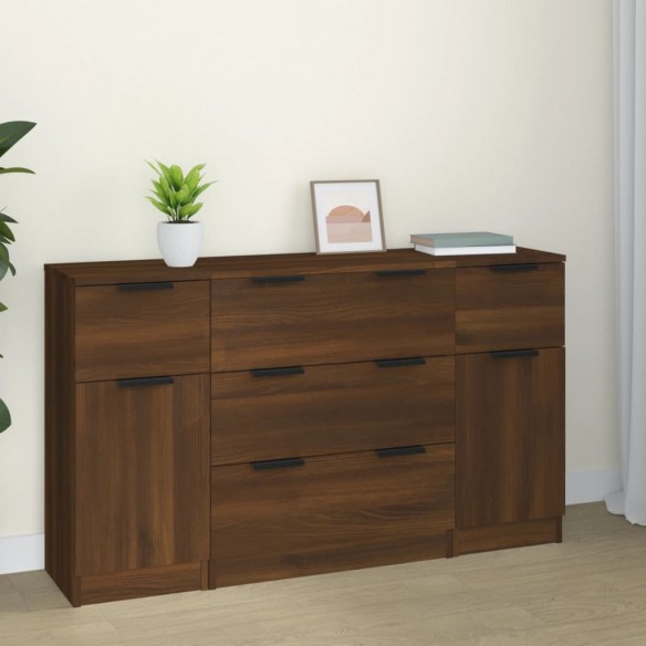 Ensemble de buffets 3 pcs Chêne marron 