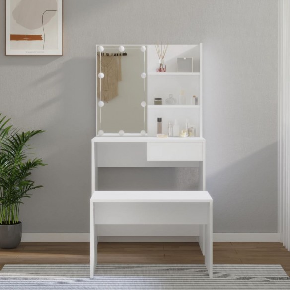Ensemble de coiffeuse avec LED Blanc 