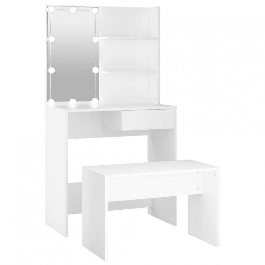 Ensemble de coiffeuse avec LED Blanc 