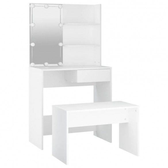 Ensemble de coiffeuse avec LED Blanc 