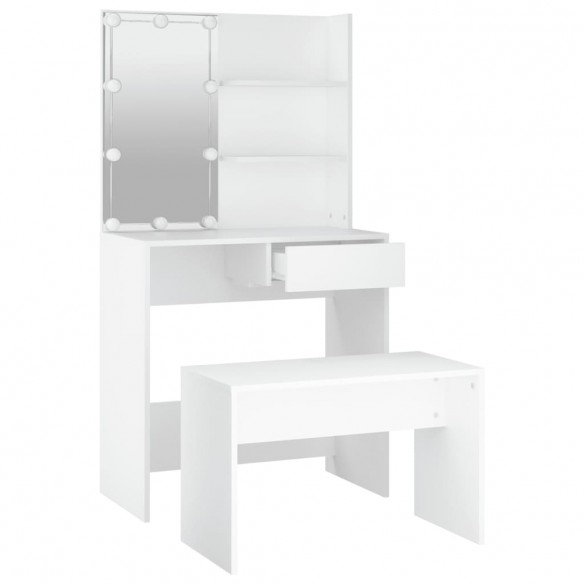 Ensemble de coiffeuse avec LED Blanc 
