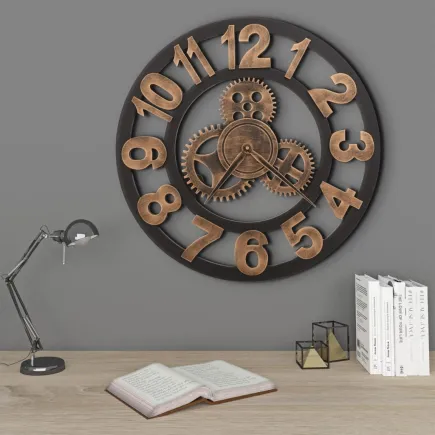 Horloge murale Métal 58 cm Doré et noir