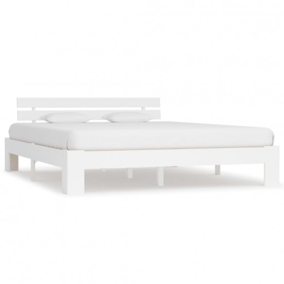 Lit Blanc Bois de pin massif 160 x 200 cm