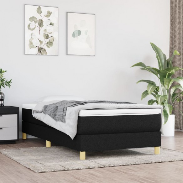 Lit avec matelas Noir 90x200 cm Tissu