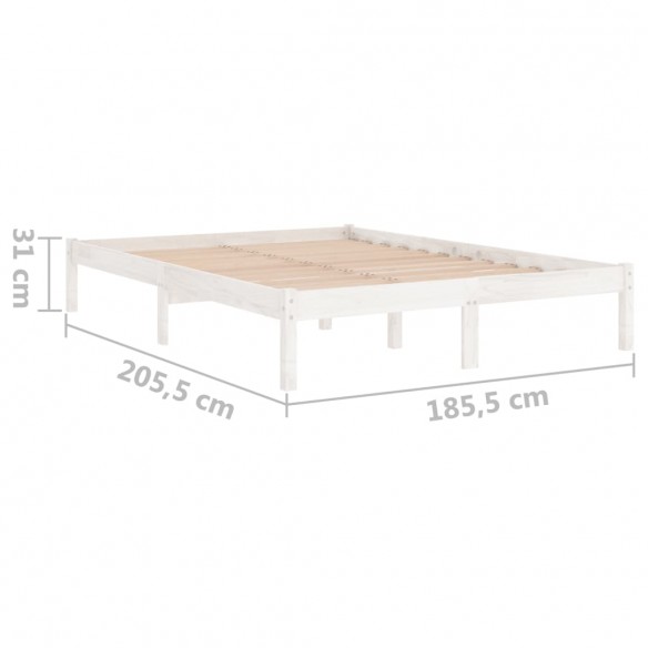 Lit Blanc Bois massif 180x200 cm Super King