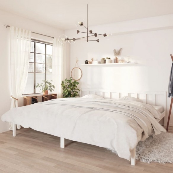Lit Blanc Bois de pin massif 200x200 cm