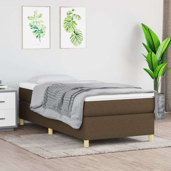 Lit Marron foncé 100x200 cm Tissu