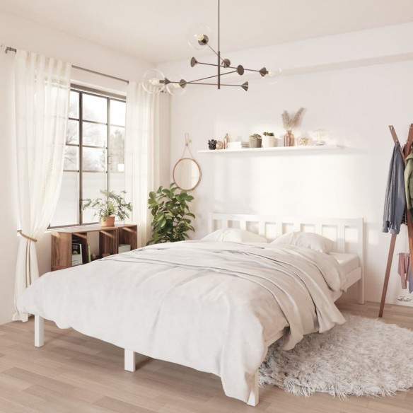 Lit Blanc Bois de pin massif 120x200 cm
