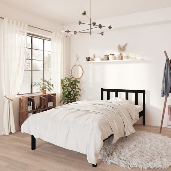 Lit Noir Bois de pin massif 75x190 cm Petit simple