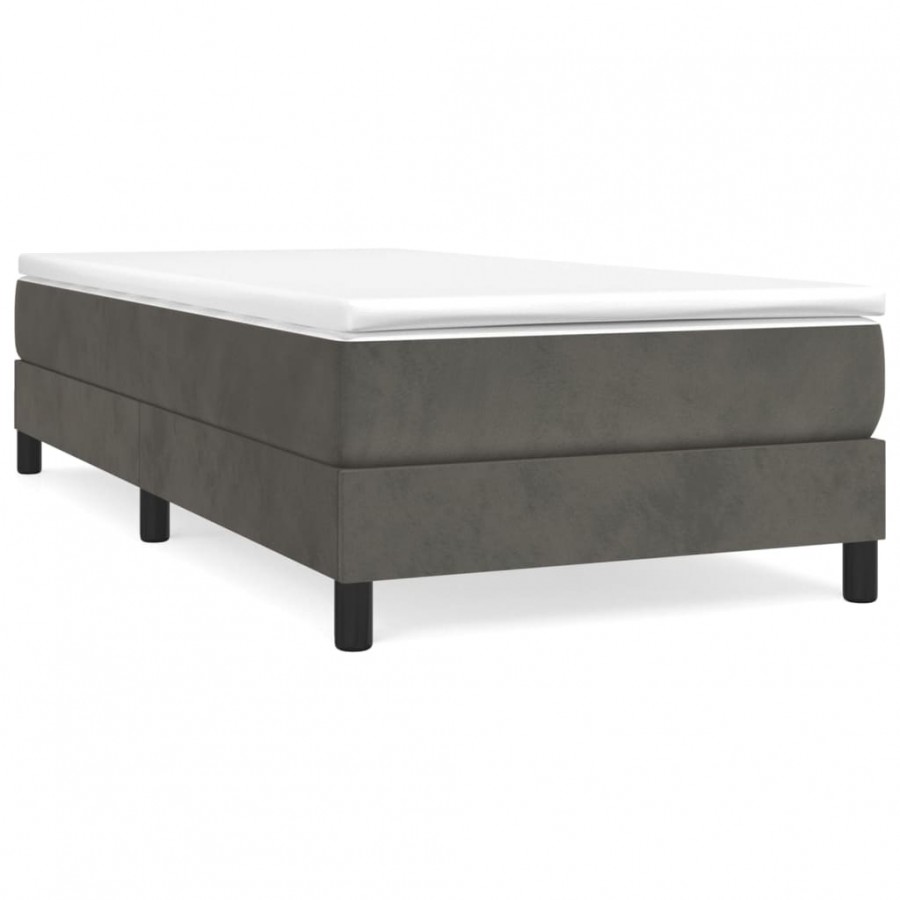 Lit et matelas Gris foncé 90x200 cm Velours