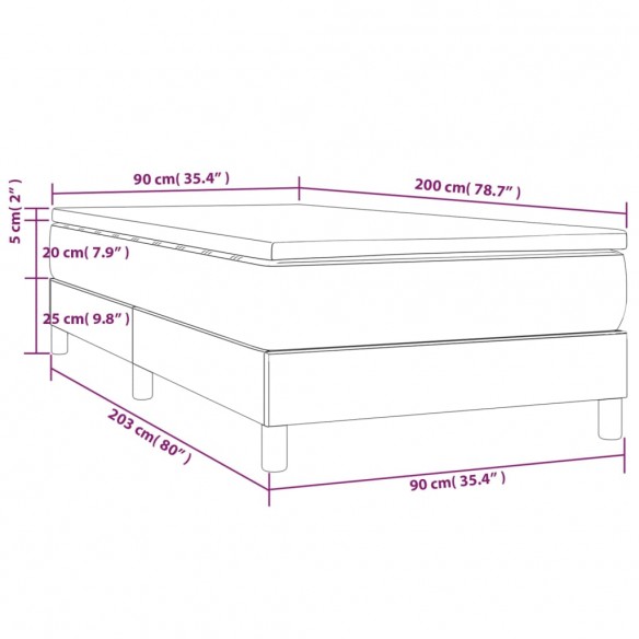 Lit et matelas Gris foncé 90x200 cm Velours