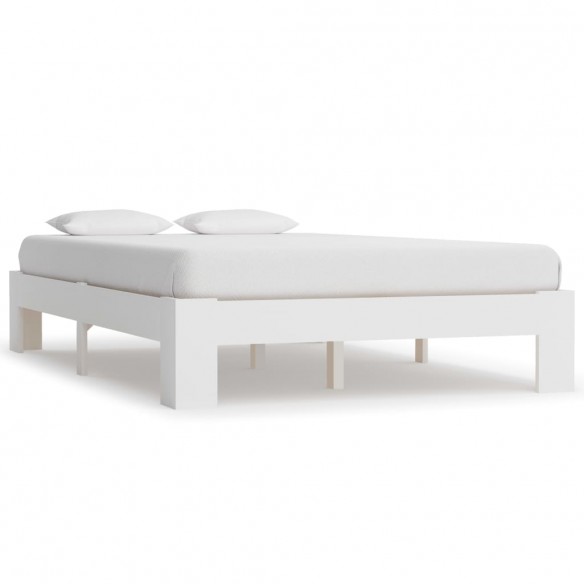 Lit Blanc Bois de pin massif 140 x 200 cm