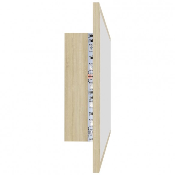 Miroir LED de salle de bain Chêne sonoma 80x8,5x37 cm Acrylique