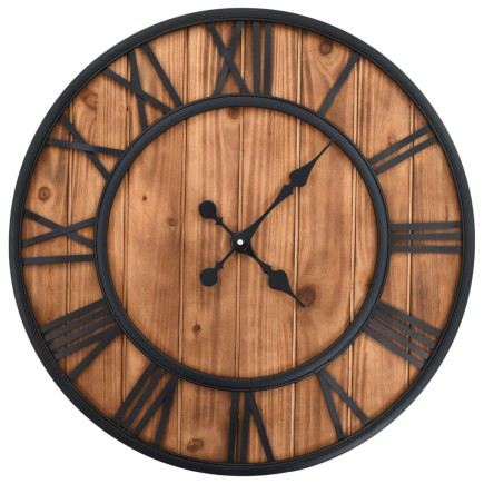 Horloge murale vintage à quartz Bois et métal 60 cm XXL 2