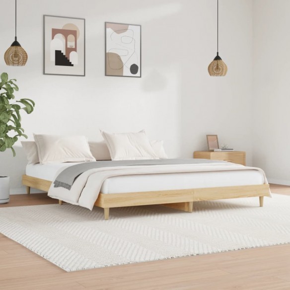 Lit chêne sonoma 200x200 cm bois d'ingénierie