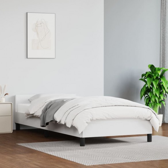 Lit avec tête de lit Blanc 80x200 cm Similicuir