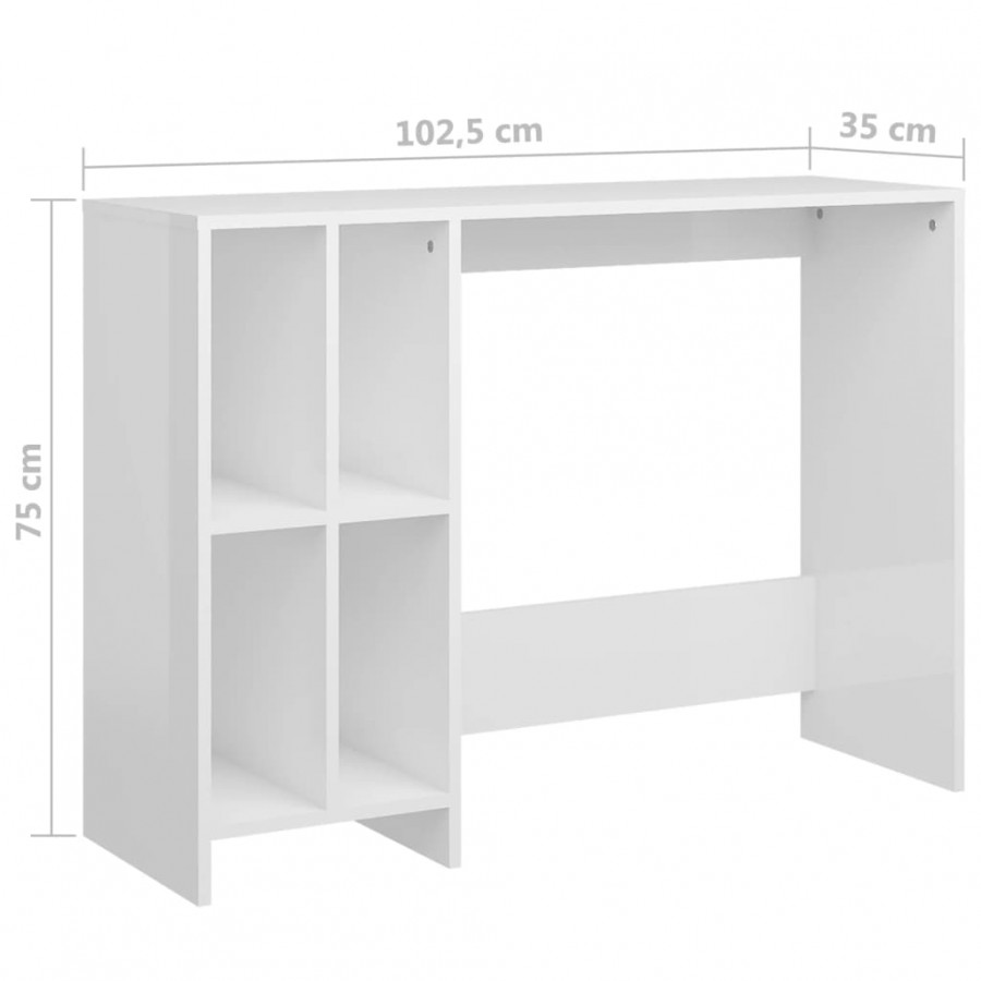 Bureau d'ordinateur portable Blanc brillant 102,5x35x75 cm