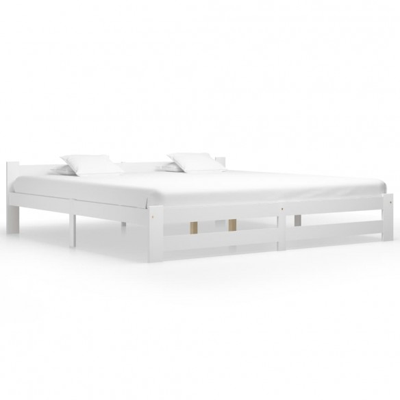 Lit Blanc Bois de pin massif 200x200 cm