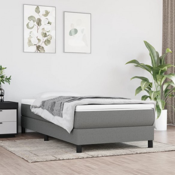 Lit Gris foncé 100x200 cm Tissu